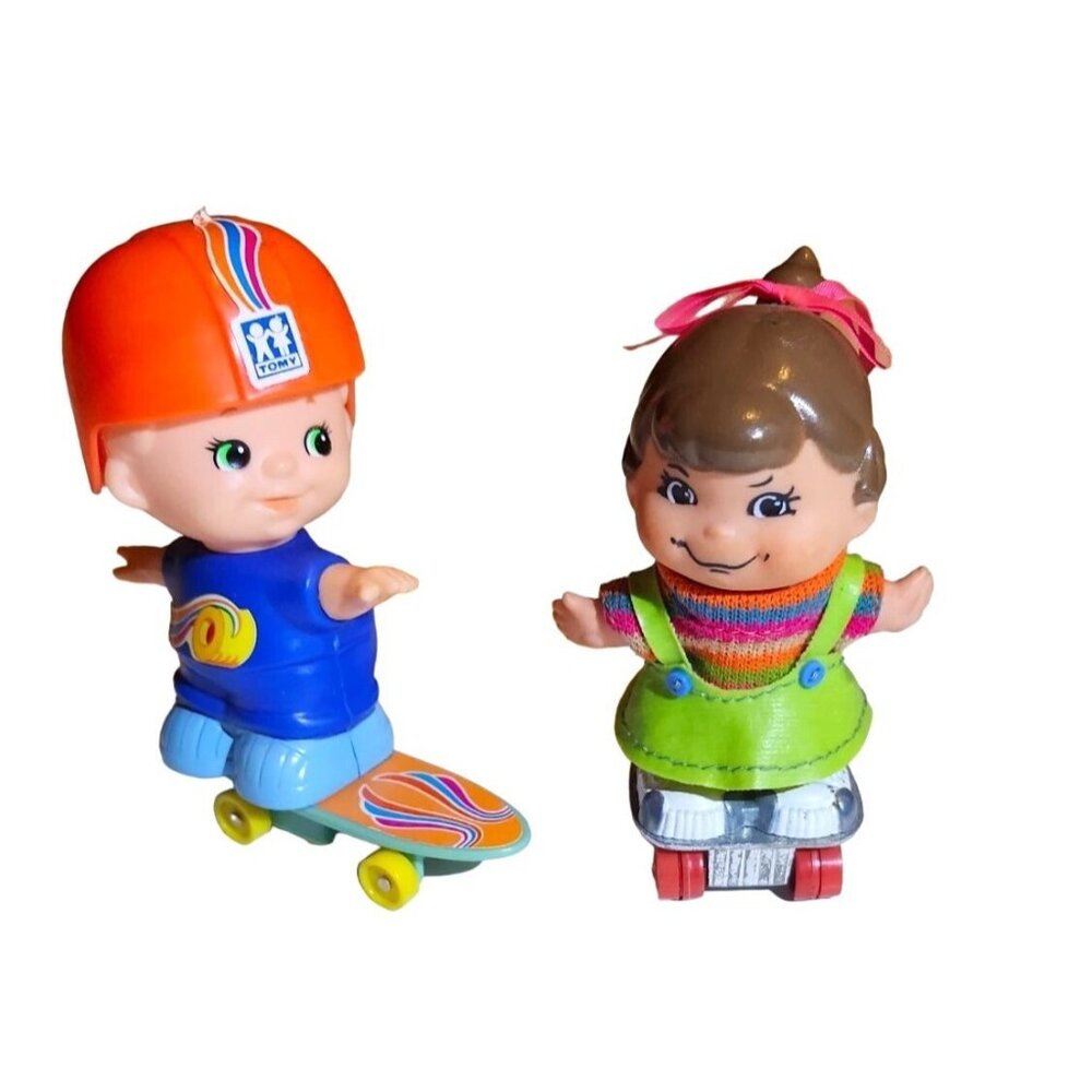 1970s MatteSmall Shot "Funny Fran" & Tomy 1979 Wind Up Kid-a-Longs Skateboard Bo